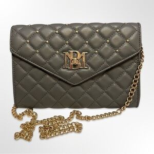 Badgley Mischka Gray Diamond Quilted Crossbody